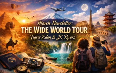 March Newsletter: The Wide World Tour – Tigris Eden & JK Rivers